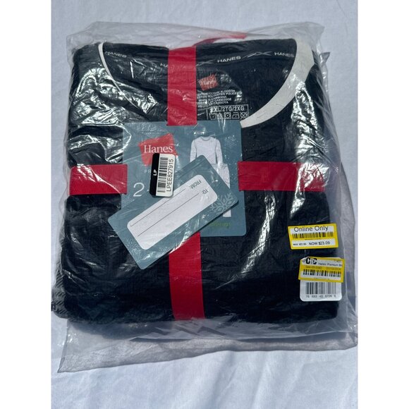 Hanes Premium Mens Waffle Knit Crewneck Pajama Set 2 Piece, Black, Size XXL, NWT - Picture 2 of 3